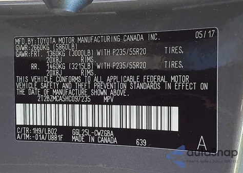 2017 Lexus Rx 350 z USA, uszkodzony, nr VIN 2T2BZMCA5HC097235